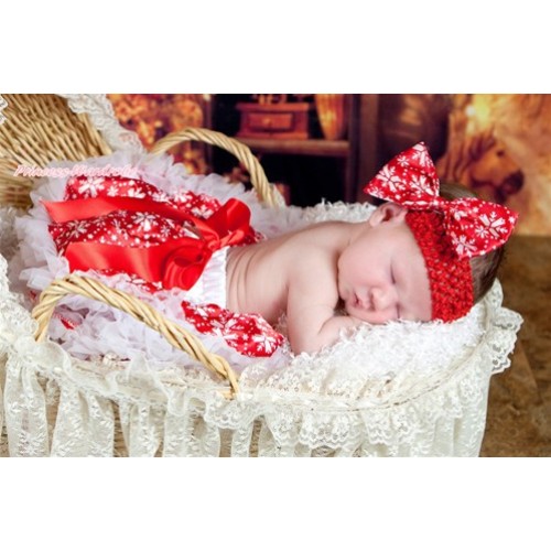 Xmas Red White Snowflakes Newborn Pettiskirt N153 